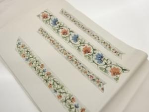 塩瀬金彩手描き鬘帯に花唐草模様名古屋帯